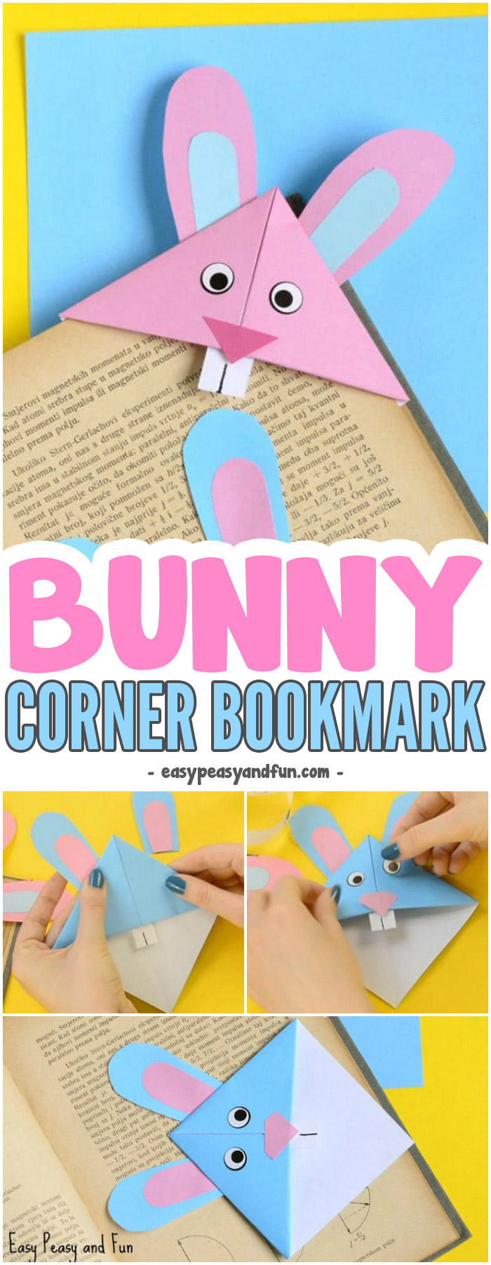 Origami Corner Bookmark Easter Bunny Corner Bookmark Diy Origami For Kids Easy Peasy And Fun