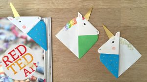 Origami Corner Bookmark Unicorn Corner Bookmark Red Ted Art