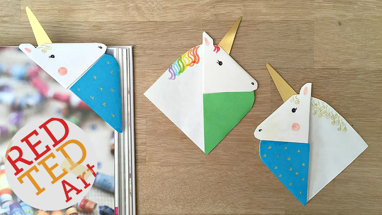Origami Corner Bookmark Unicorn Corner Bookmark Red Ted Art