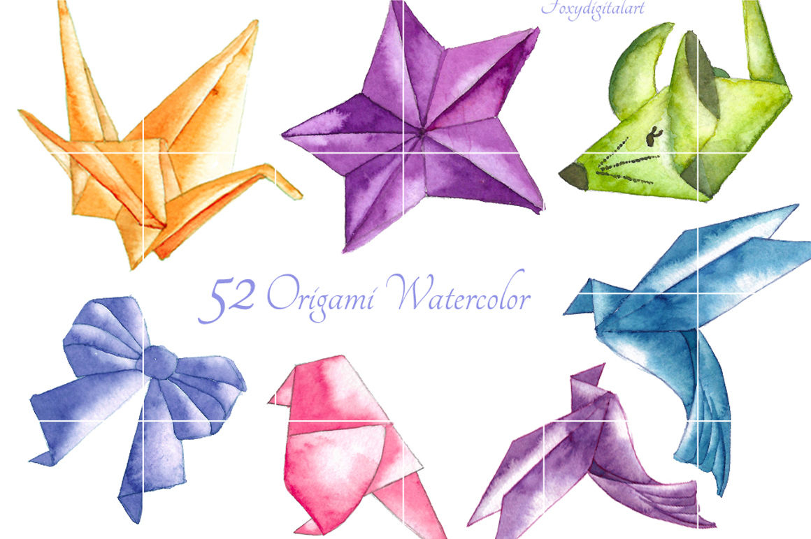 Origami Crane Clipart Origami Crane Bird Watercolor Clipart Foxydigitalart