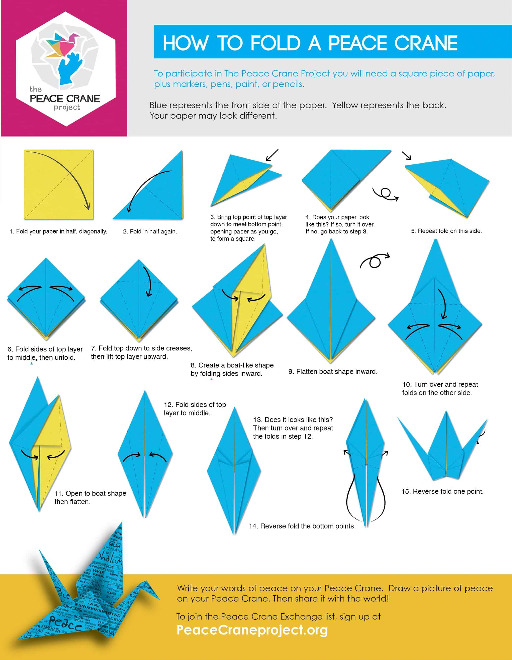 Origami Crane Flapping Folding Guides Peace Crane Project