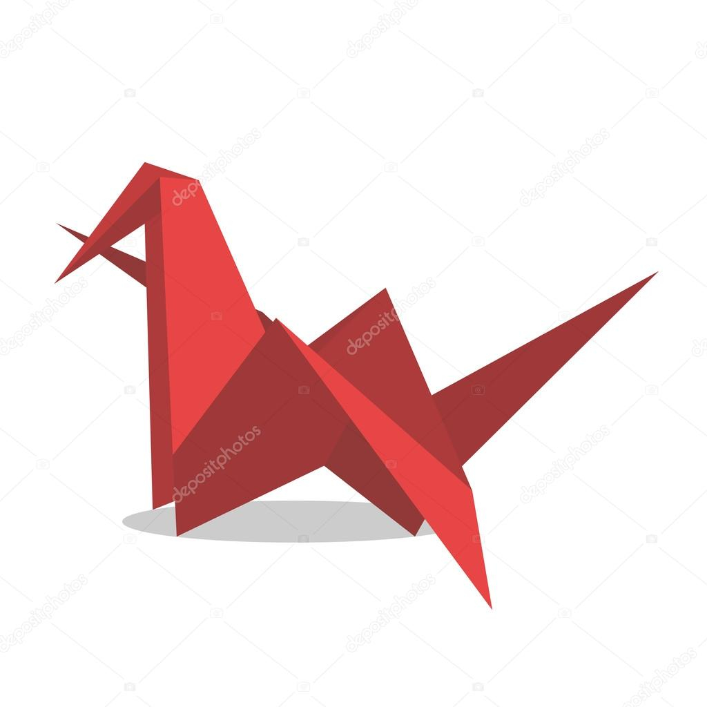 Origami Crane Flapping Red Origami Flapping Bird Stock Vector Satenikguzhanina 121160406