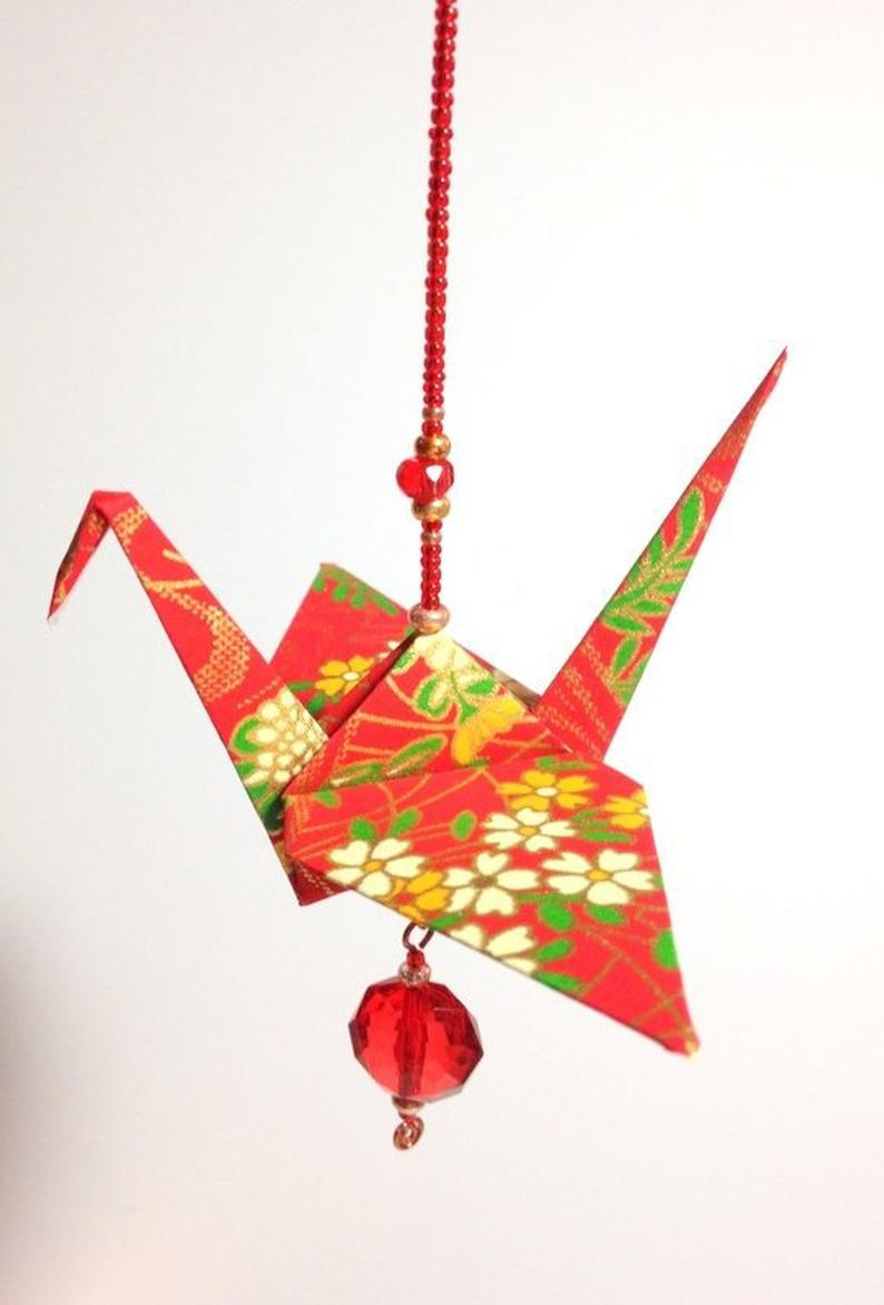 Origami Crane Ornament Christmas Origami Crane Ornament Origami Cranes Christmas Origami Japanese Cranes Red Origami Ornament Japanese Decoration Origami Sun Catcher