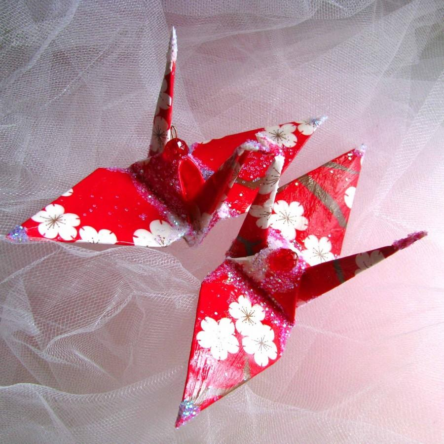 Origami Crane Ornament Christmas Peace Crane Bird Wedding Cake Topper Party Favor Origami Christmas