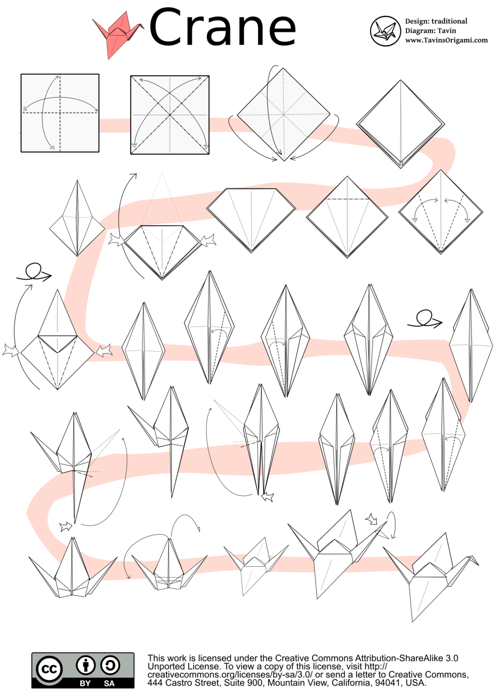 Origami Crane Step By Step Instructions Origami Crane Diagram
