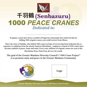 Origami Crane Symbolism 1000 Peace Cranes Greater Mankato Diversity Council