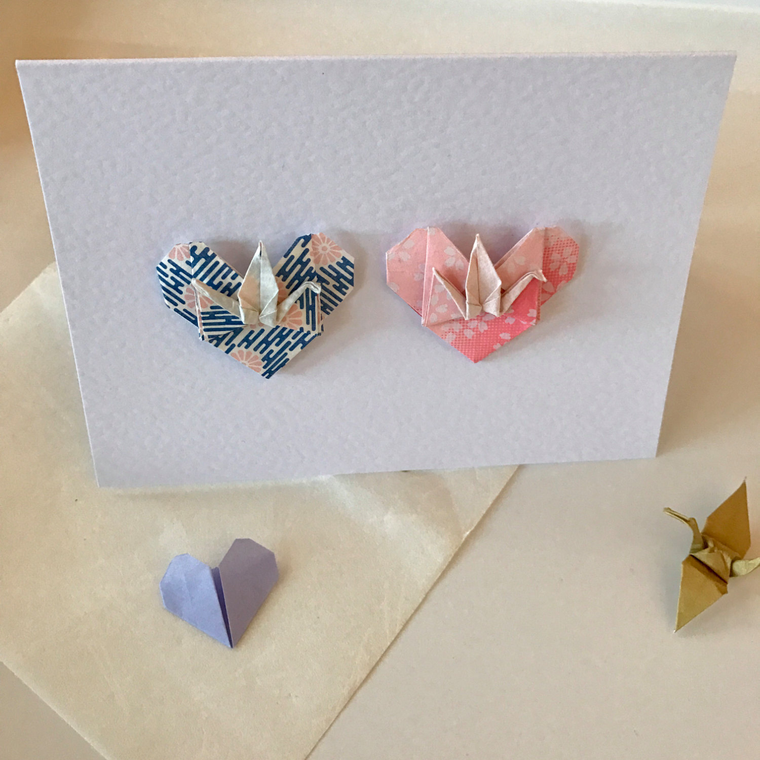 Origami Crane Symbolism Valentines Day Wedding Anniversary Origami Crane Heart Card