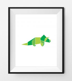 Origami Dinosaur Triceratops Digital Print Art Origami Dinosaur Triceratops Geometric Animals Green Jurassic Animal Nursery Art Printables Instant Download