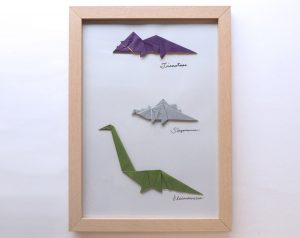 Origami Dinosaur Triceratops Framed Handmade Origami Dinosaurs Triceratops Stegosaurus Elasmosaurus Personalised Gift Customisable Gift Gift Ideas For Kids