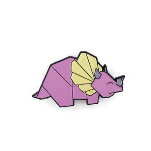 Origami Dinosaur Triceratops Soft Enamel Pin Geometric Origami Dinosaur Triceratops Pastel Colours