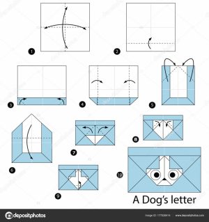Origami Dog Instructions Step Step Instructions How Make Origami Dog Letter Stock Vector
