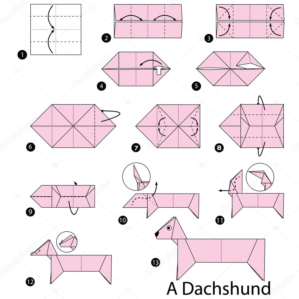 Origami Dog Instructions Step Step Instructions How To Make Origami A Dog Stock Vector