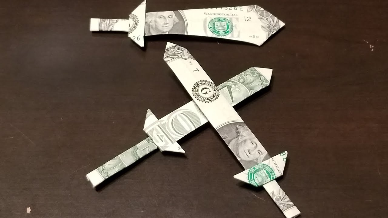 Origami Dollar Bill Dollar Origami Sword Quick Tutorial How To Make A Dollar Origami Sword