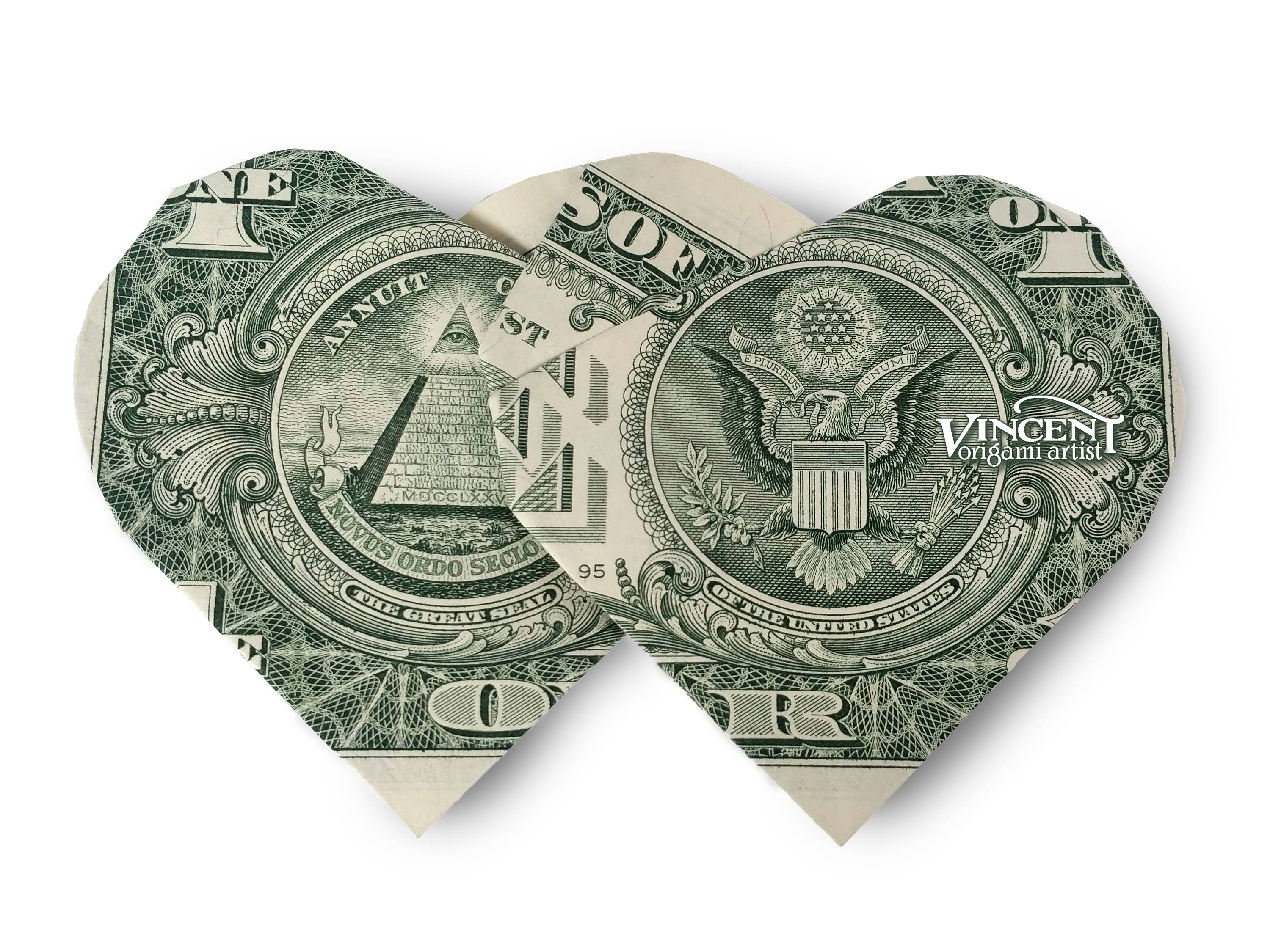 Origami Dollar Bill Double Hearts Money Money Two Heart Origami Dollar Bill Cash Sculptors Bank Note Handmade