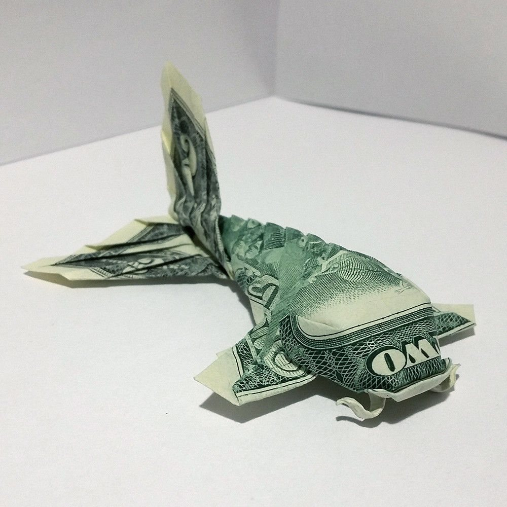Origami Dollar Bill Origami Dollar Koi Fish Lucky Charm Real 2 Dollar Bill Sculpture Money Pisces