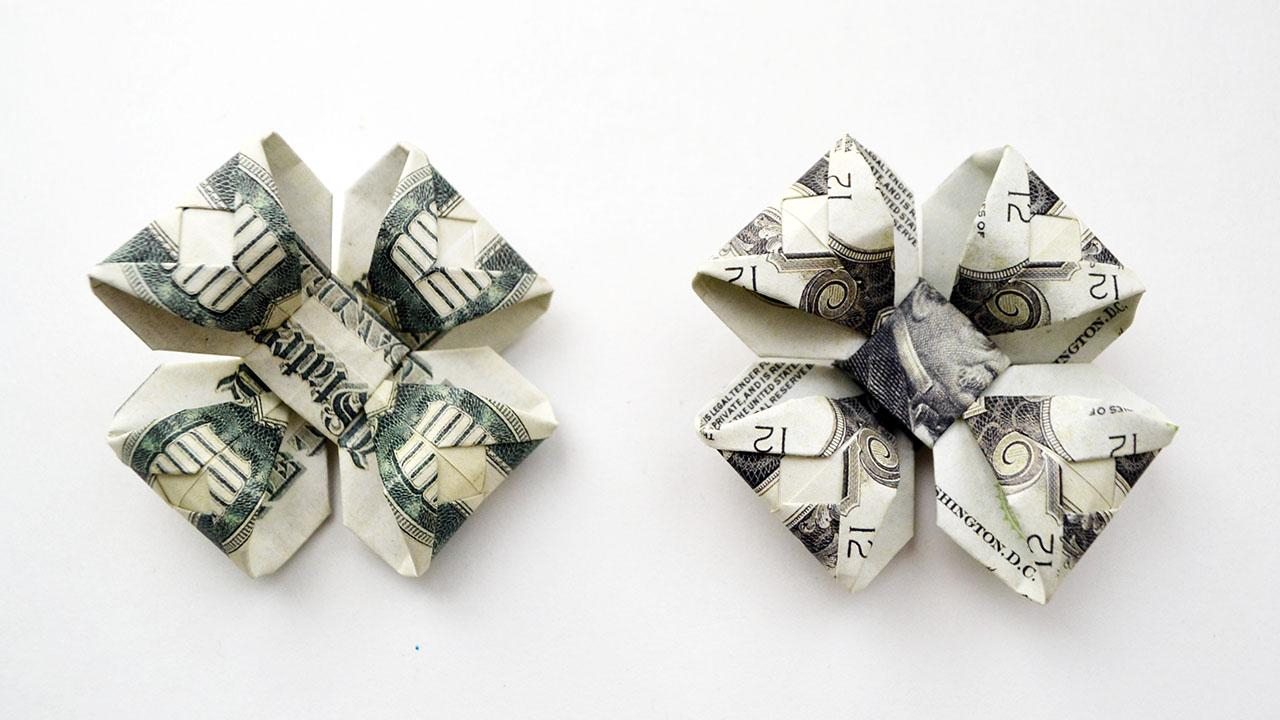 Origami Dollar Flower Easy Amazing Money Flower Origami Out Of Two Dollar Bills Tutorial