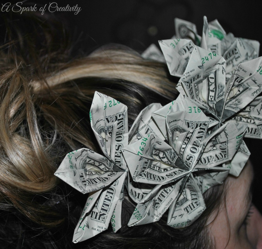 Origami Dollar Flower Flower Money Headband Handmade A Spark Of Creativity