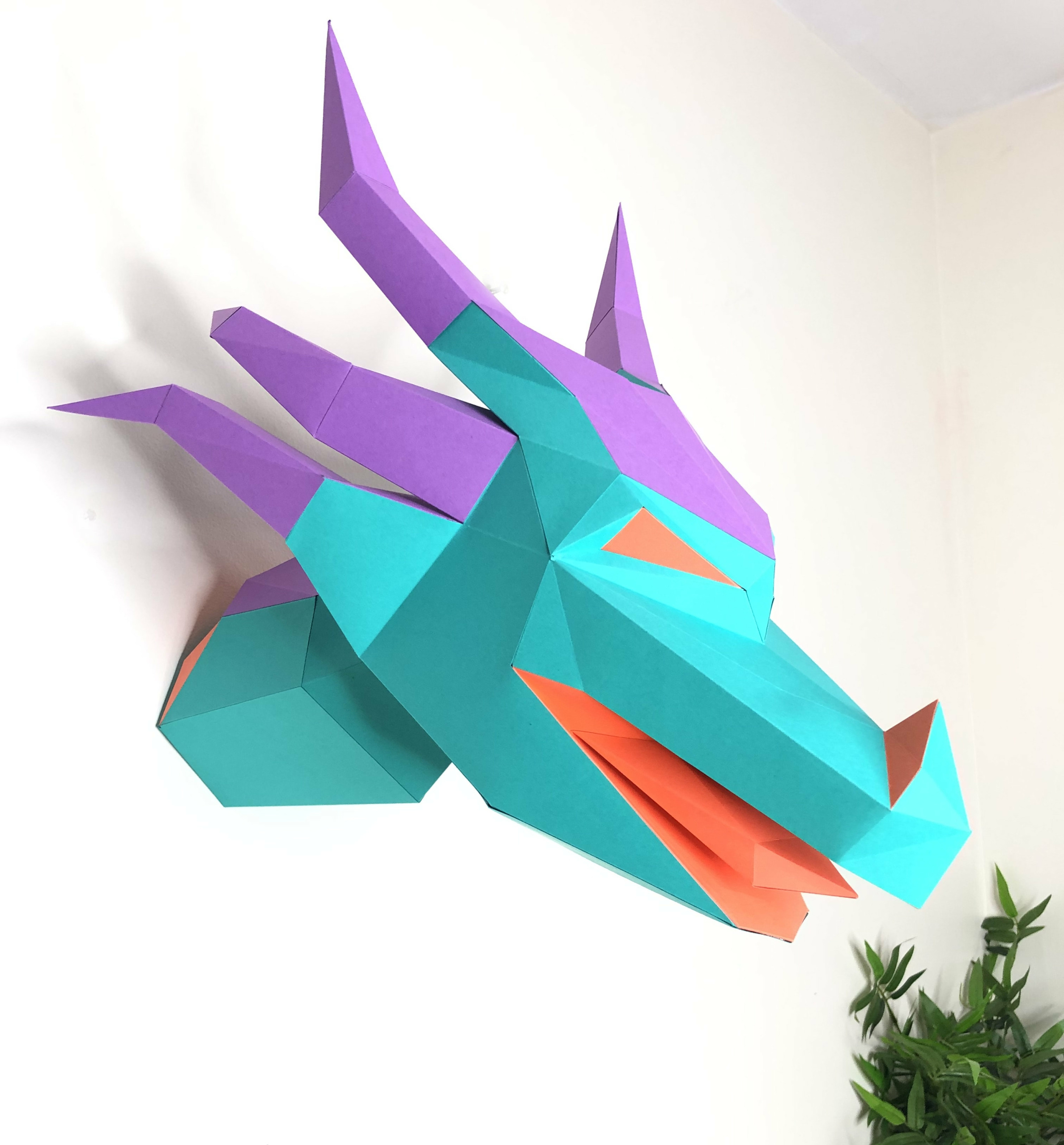 Origami Dragon Head Kit Printed On Cardstock Dragon Head