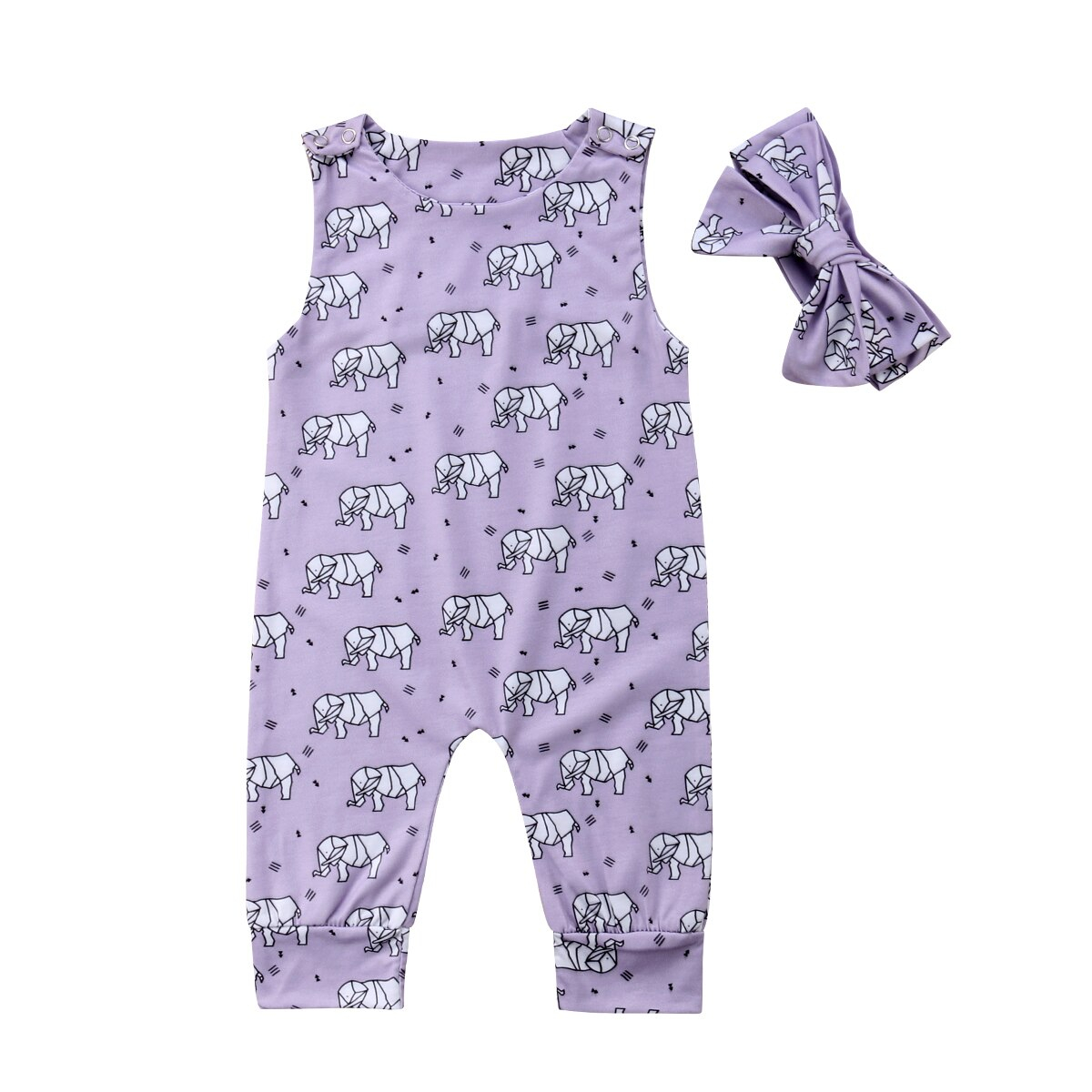 Origami Elephant For Kids Toddler Ba Girl Purple Origami Elephant Print Romper Jumpsuit