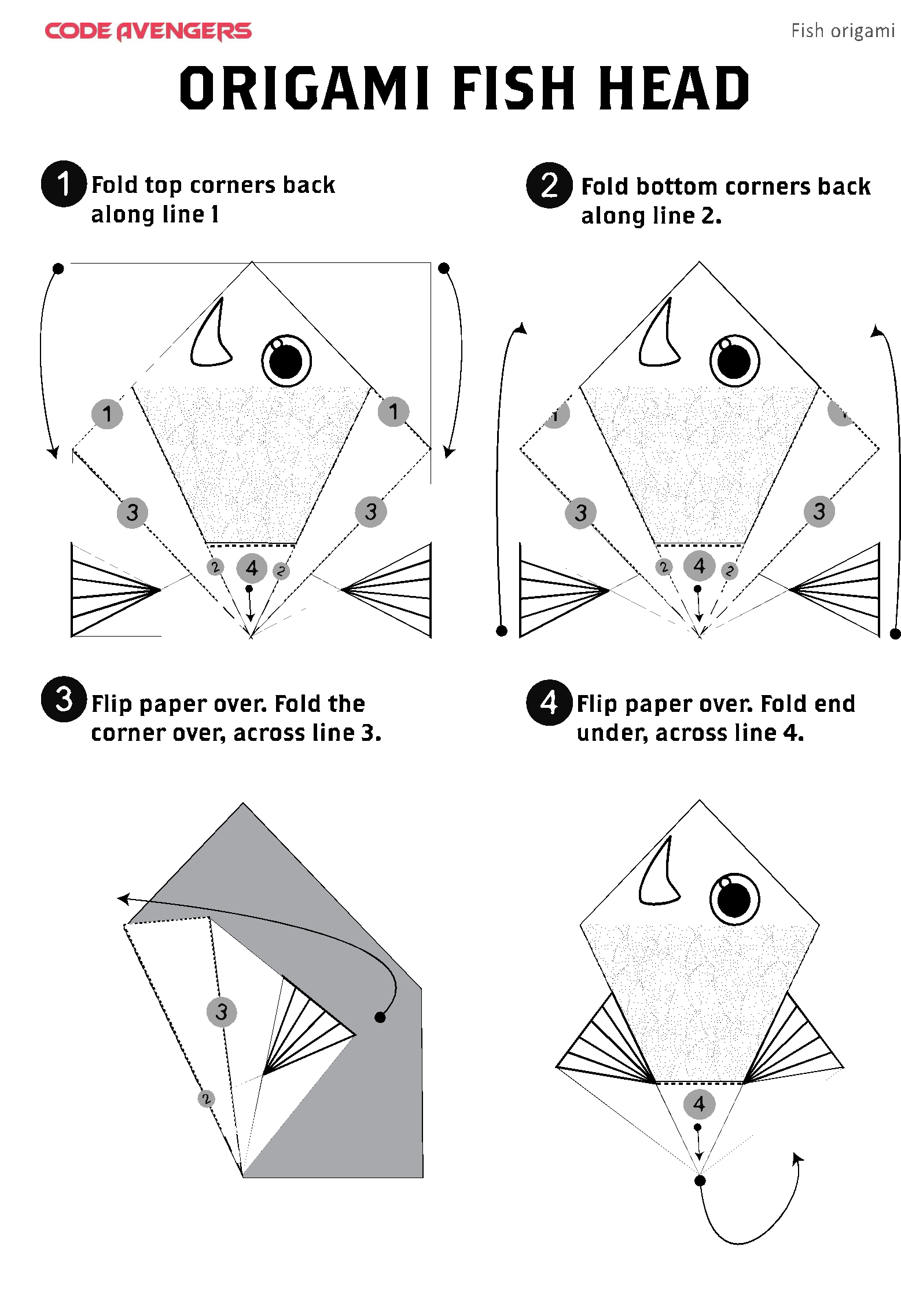 Origami Fish Base Origami Fish Activity Programming Code Avengers