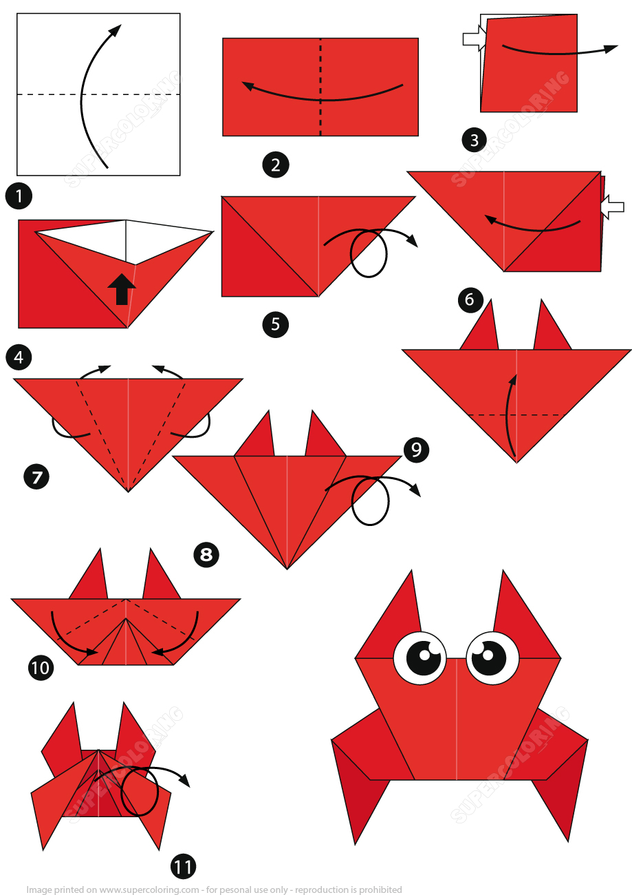 Origami Fish Directions How To Make An Origami Crab Step Step Instructions Free