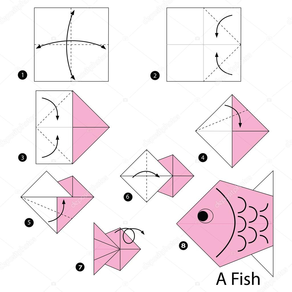 Origami Fish Instructions Step Step Instructions How To Make Origami A Fish Stock Vector