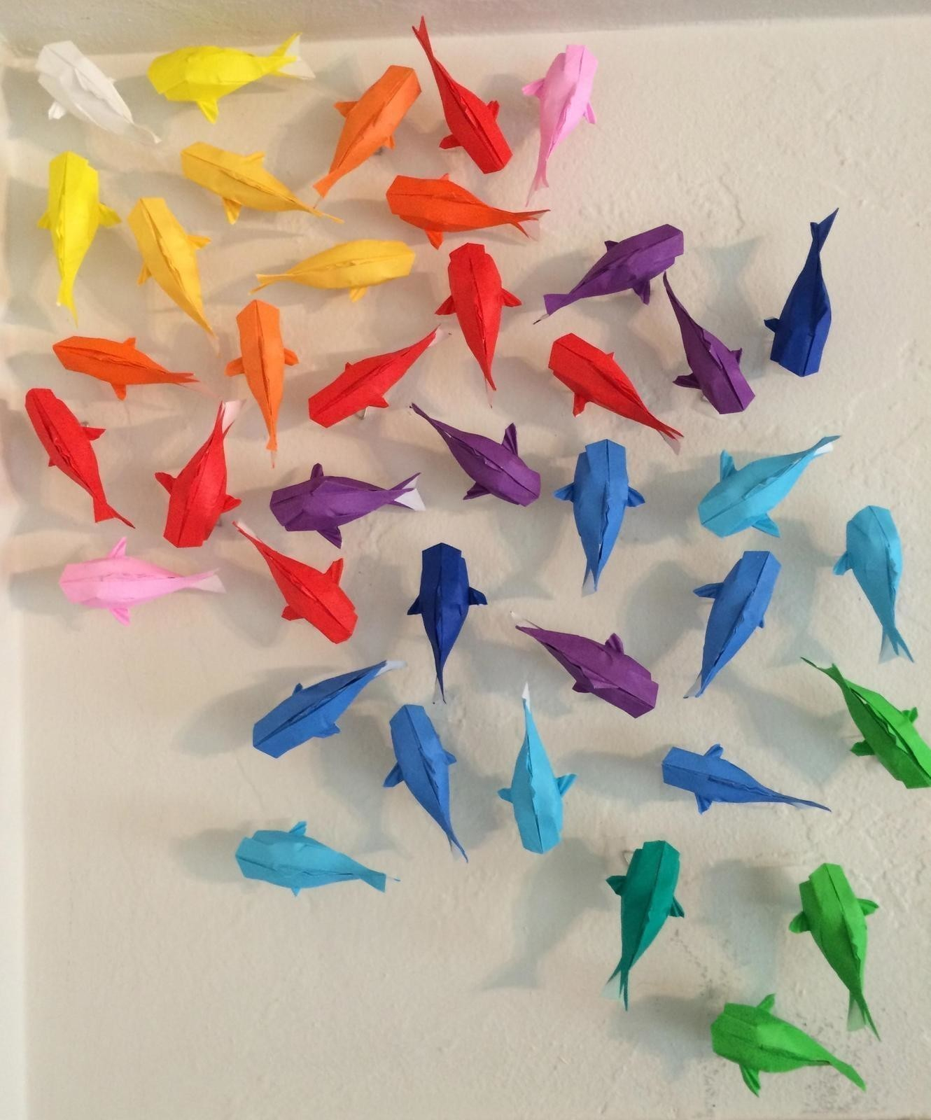 Origami Fish Video Wall Of Rainbow Koi How To Fold An Origami Fish Papercraft On