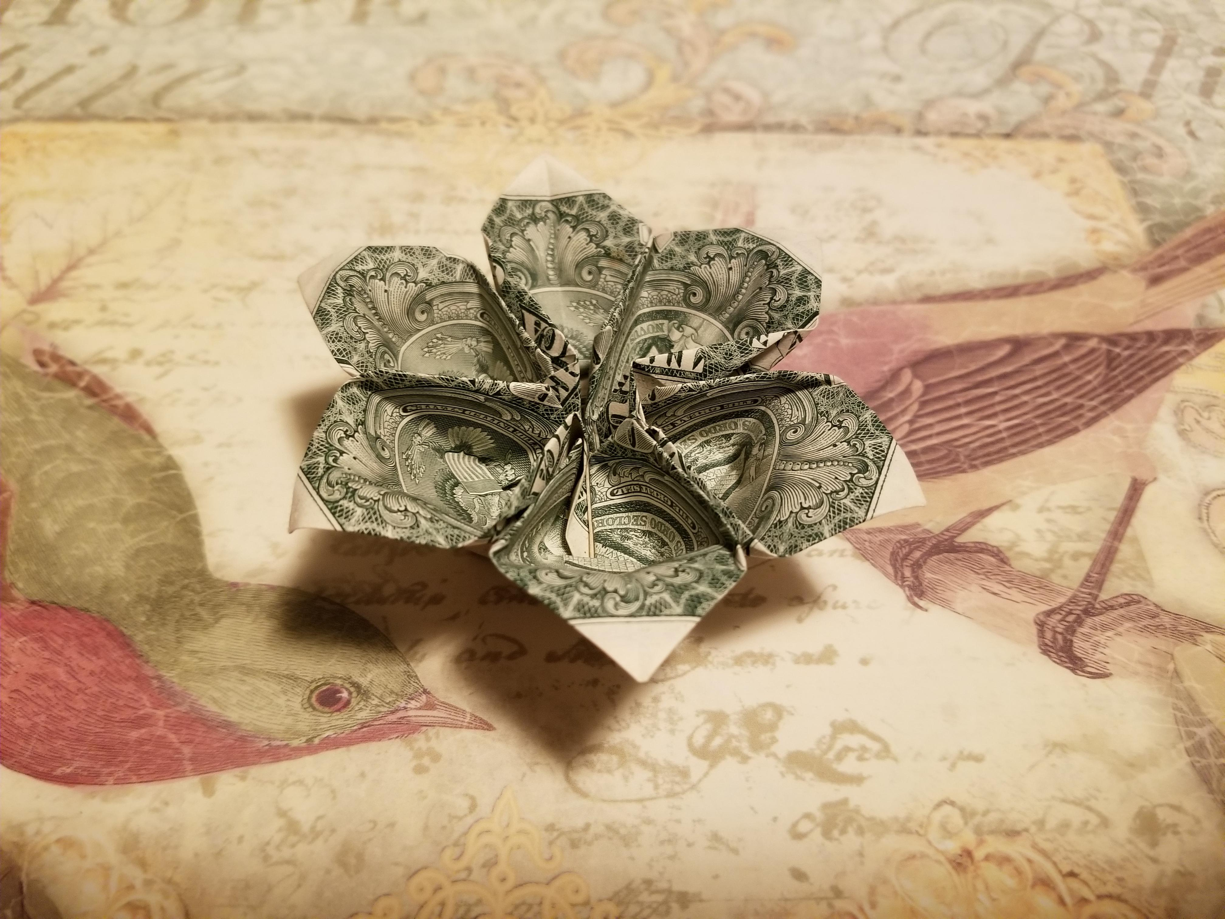 Origami Flower Dollar Bill An Origami Flower I Made From Three 1 Dollar Bills Mildyinteresting