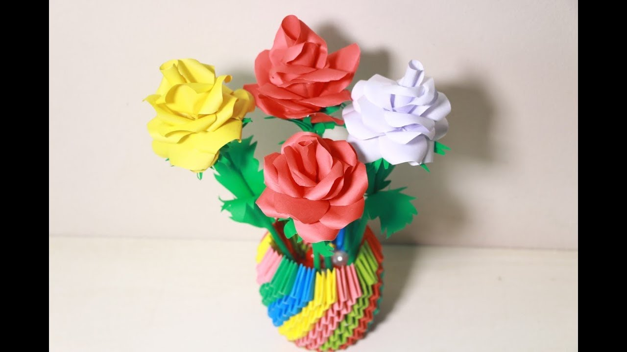 Origami Flower Rose Make Origami Flower Rose Step Step Tutorial Origami Rose Flower Bouquet