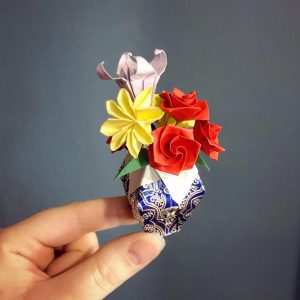 Origami Flower Rose Miniature Origami Flower Bouquet Folded Me Traditional Models