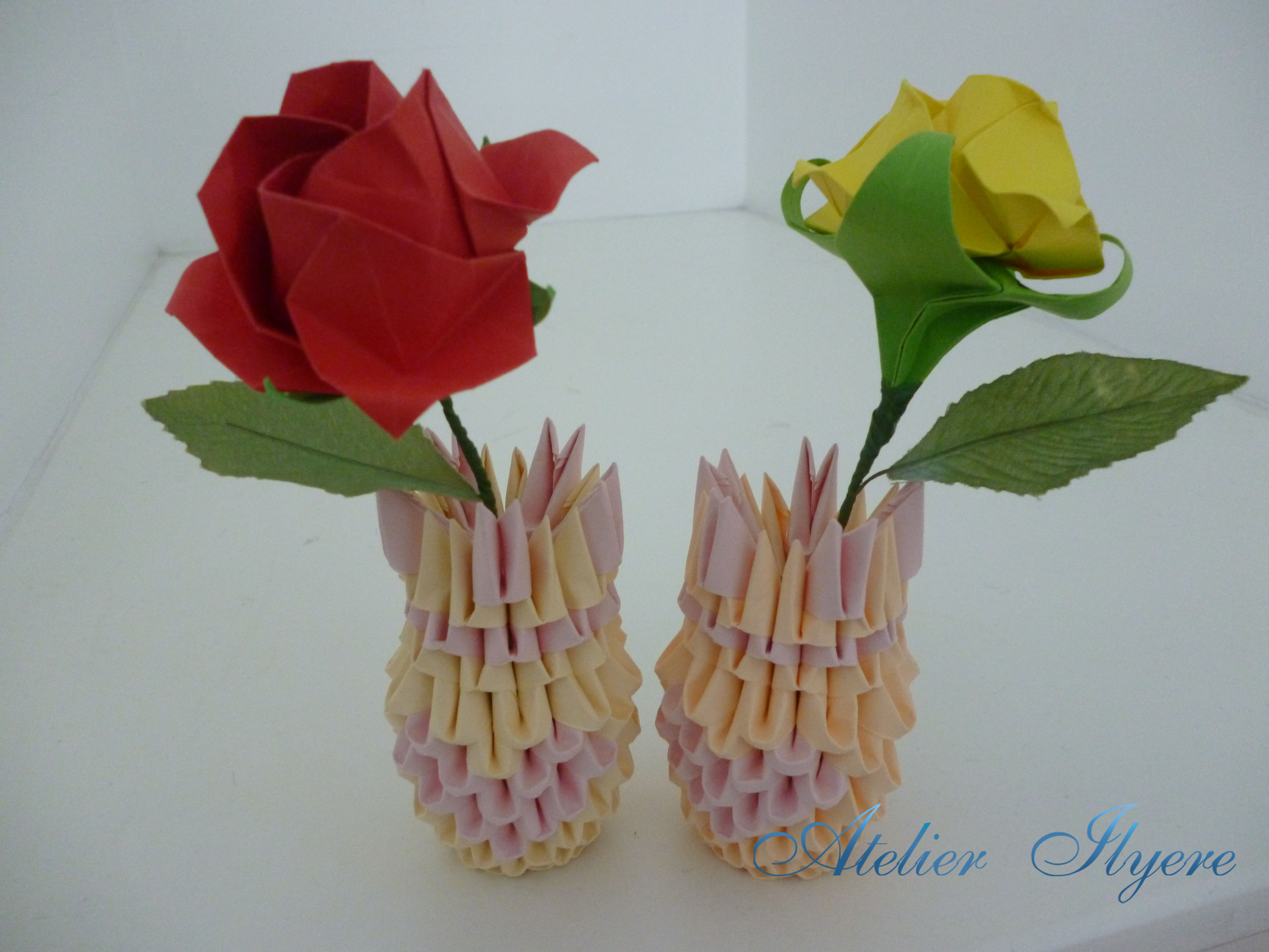 Origami Flower Stem 3d Origami Vase With Flower Atelier Ilyere