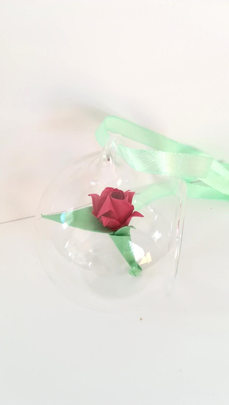 Origami Flower Stem Red Rose Coaster Origami Decorative Glass Ball Origami Mobile The Little Prince Rose Gift For Her Mothers