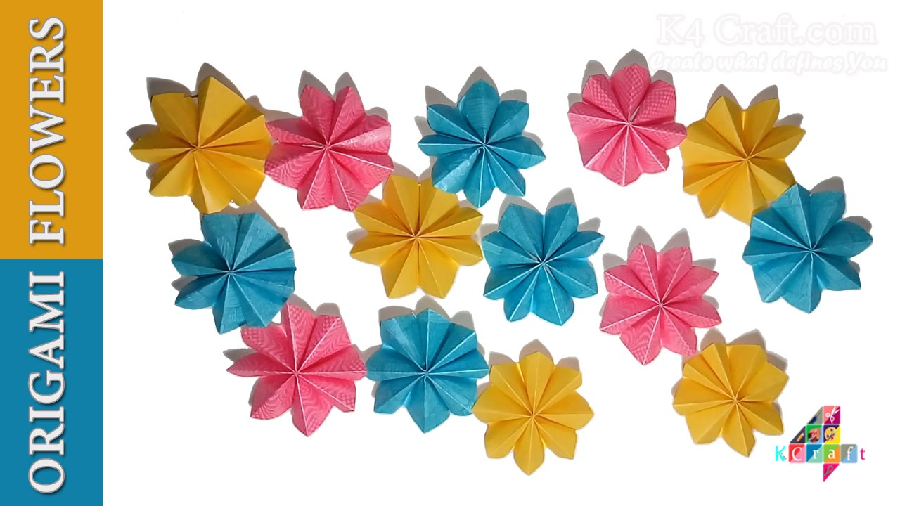 Origami Flowers Easy Diy Simple Origami Paper Flowers Easy Wall Home Decoration For Christmas New Year Special
