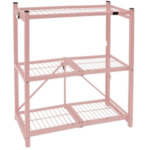 Origami Folding Rack Details About Origami General Purpose Steel Storage Rack With Wheels 3 Shelf Rose Gold