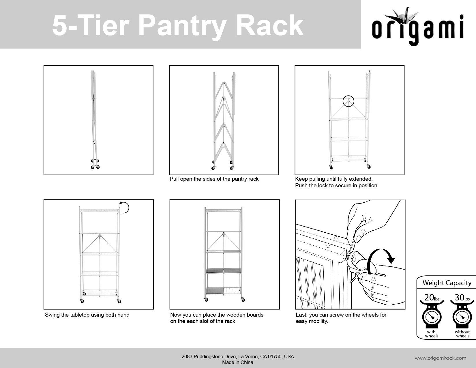 Origami Folding Rack Origami 2 Pack Of 5 Tier Pantry Racks With Wooden Shelves