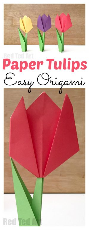 Origami For Dummies Easy Paper Tulip Red Ted Art