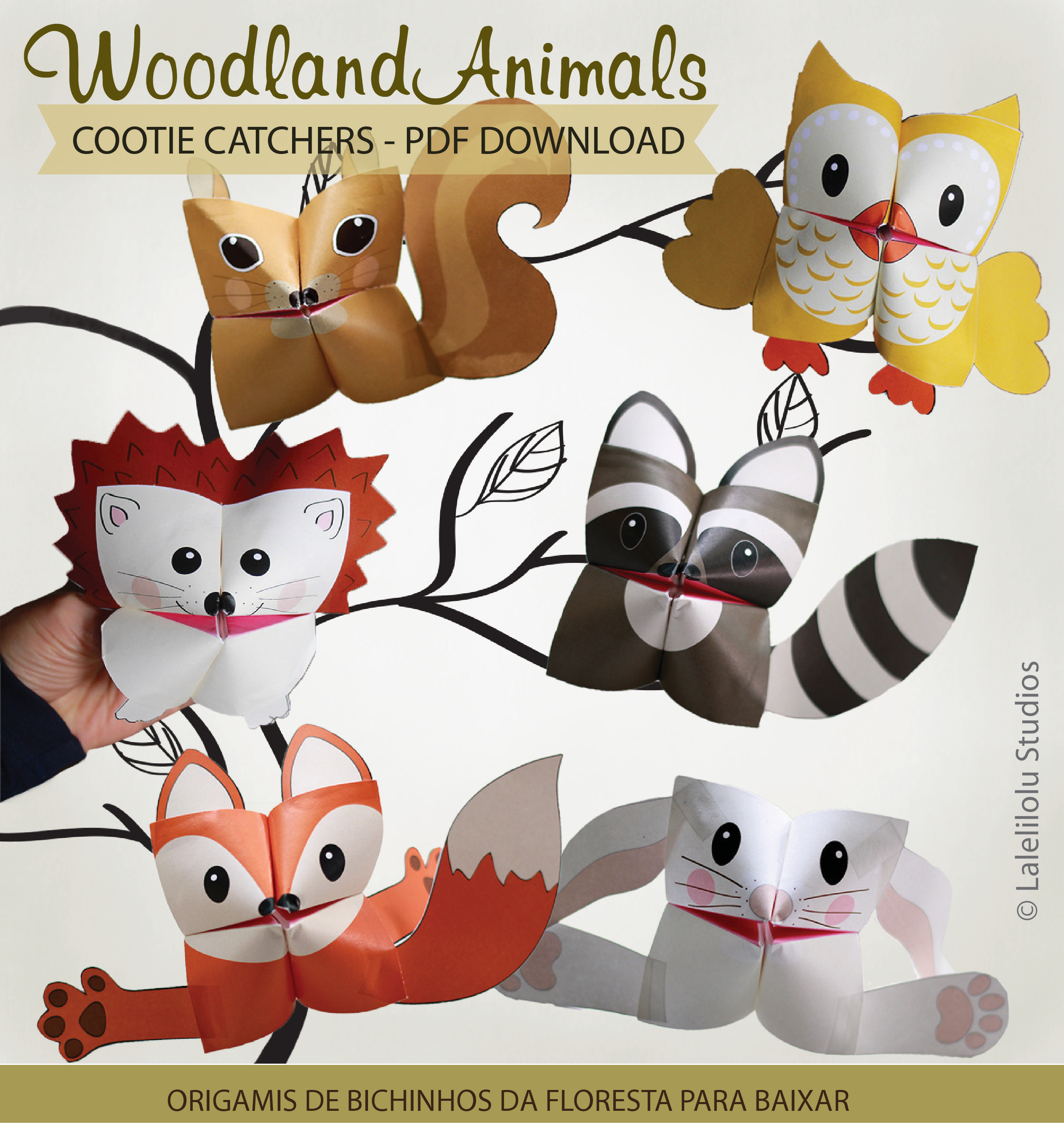 Origami Forest Animals Printable Woodland Animals Cootie Catchers Origamis For Kids