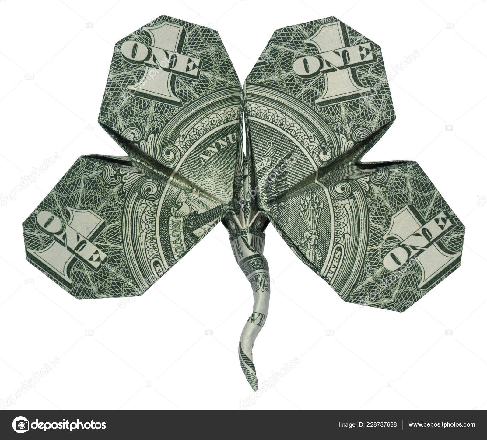 Origami Four Leaf Clover Dollar Bill Money Origami Four Leaf Clover Shamrock Folded Real One Dollar