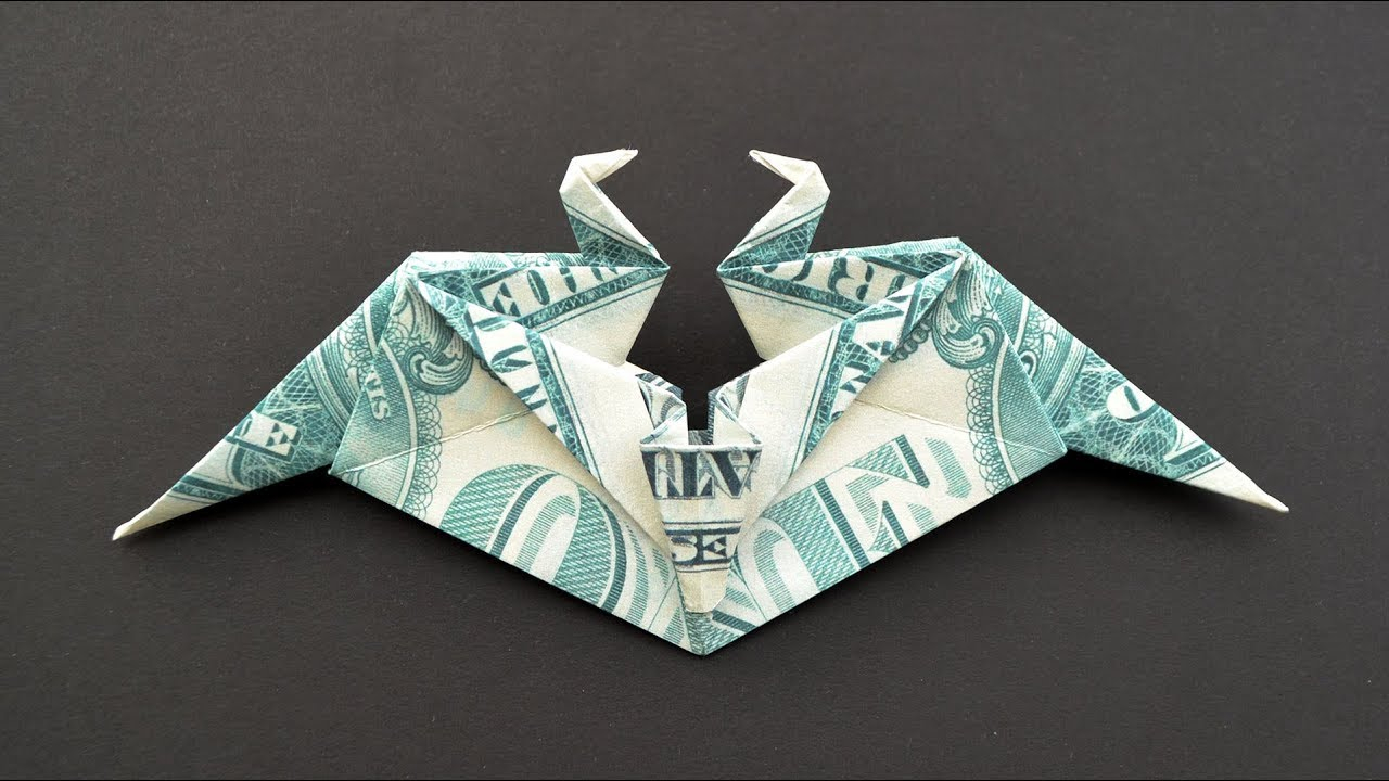 Origami Four Leaf Clover Dollar Bill Two Money Cranes In The Nest Origami Bird Dollar Tutorial Diy