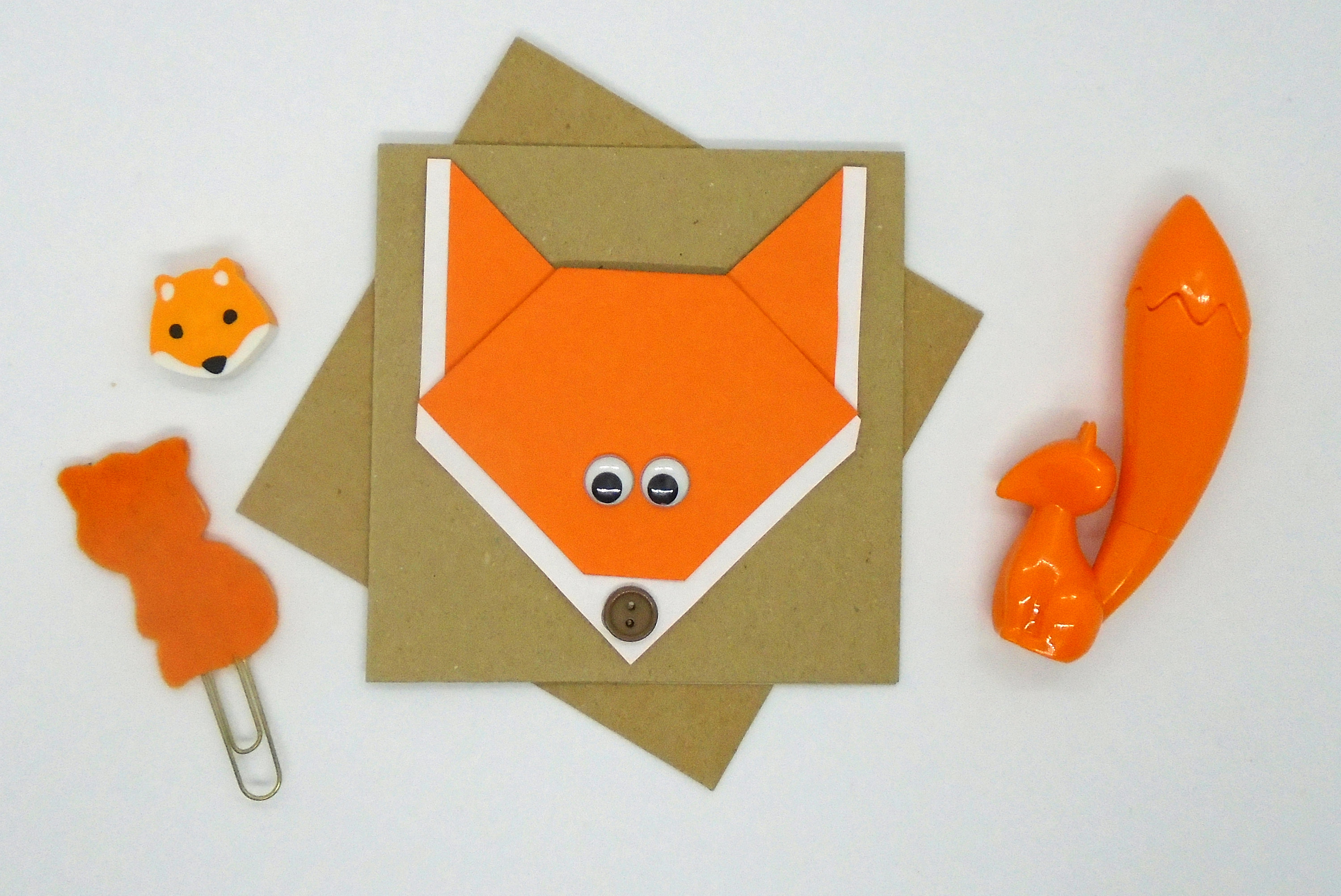 Origami Fox Face Fox Card For Fox Lover Origami Fox Card For Him Red Fox Card For Her Woodland Animal Card For Ba Shower 1st Anniversary Card