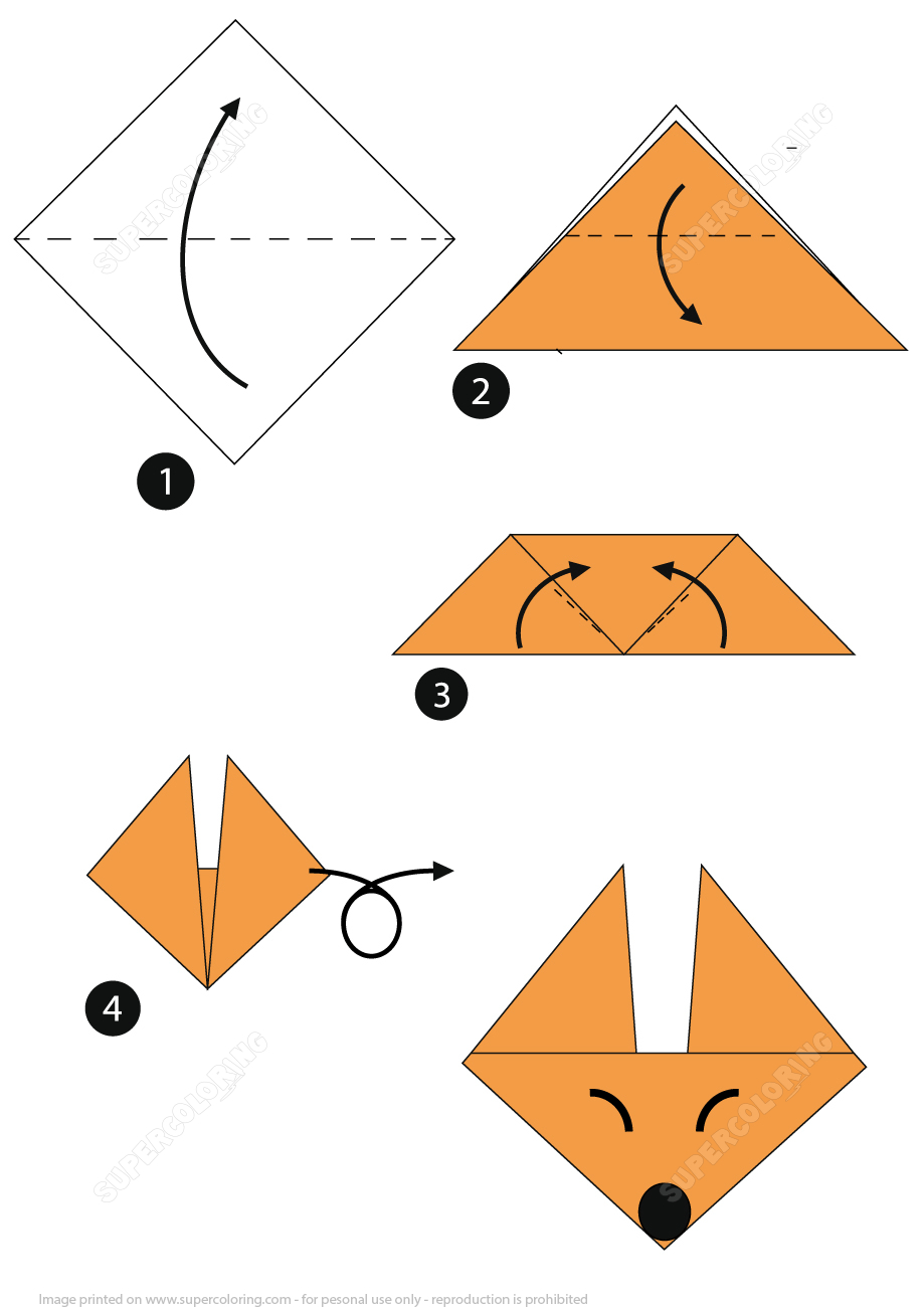 Origami Fox Face Origami Step Step Instructions Of A Fox Face Free Printable