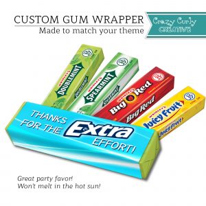 Origami From Gum Wrapper Thanks For The Extra Effort Gift Custom Gum Wrapper Printable Party Favor 5pc Chewing Gum Party Favor Printable Digital Download