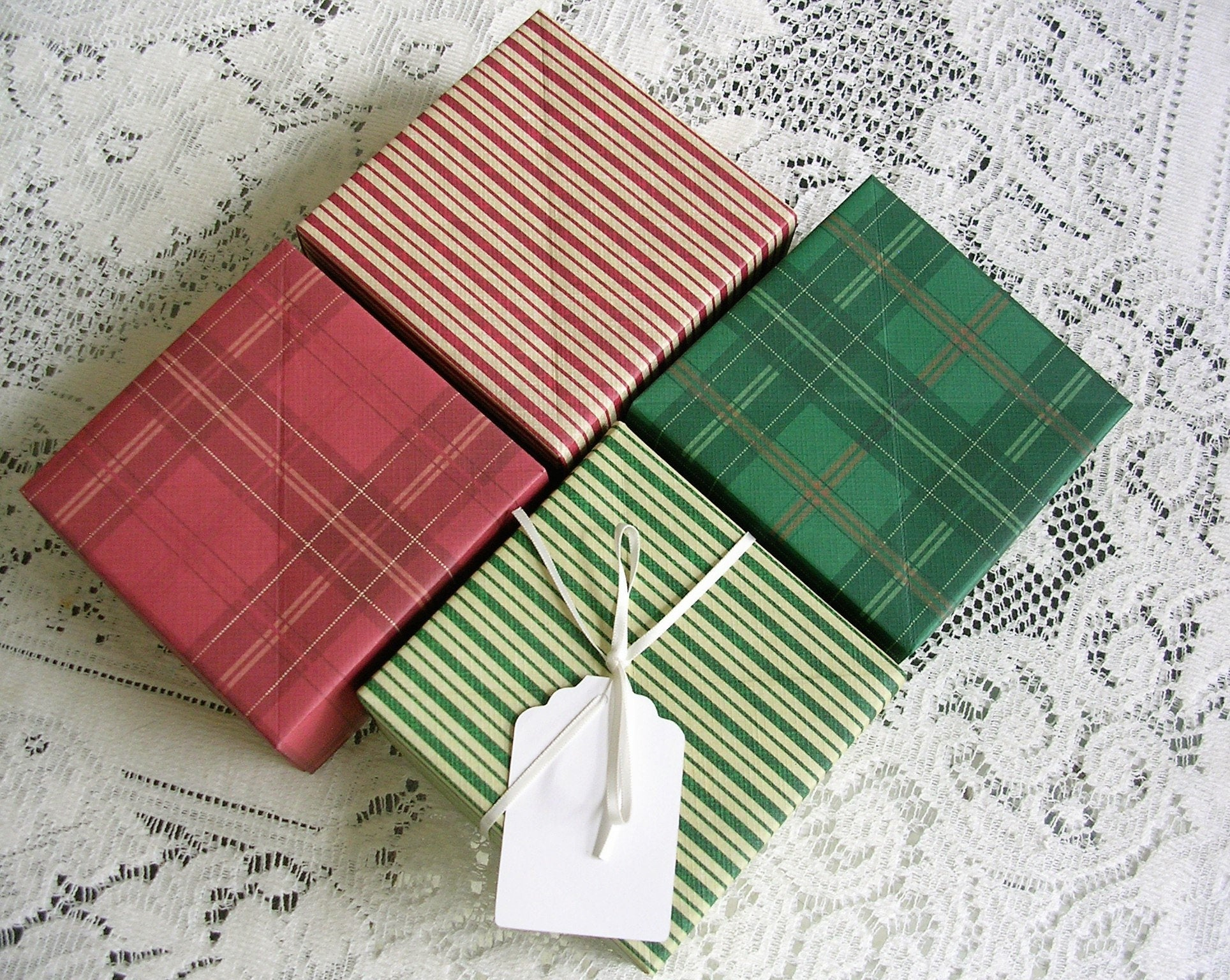Origami Gift Boxes Christmas Gift Box Set Origami Gift Boxes Red Green Stripe And Plaid Holiday Gift Boxes Christmas Boxes Handmade