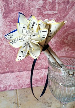 Origami Gifts For Her Paper Flower Toss Bouquet 3 Flowers Petit Flower Girl Wedding