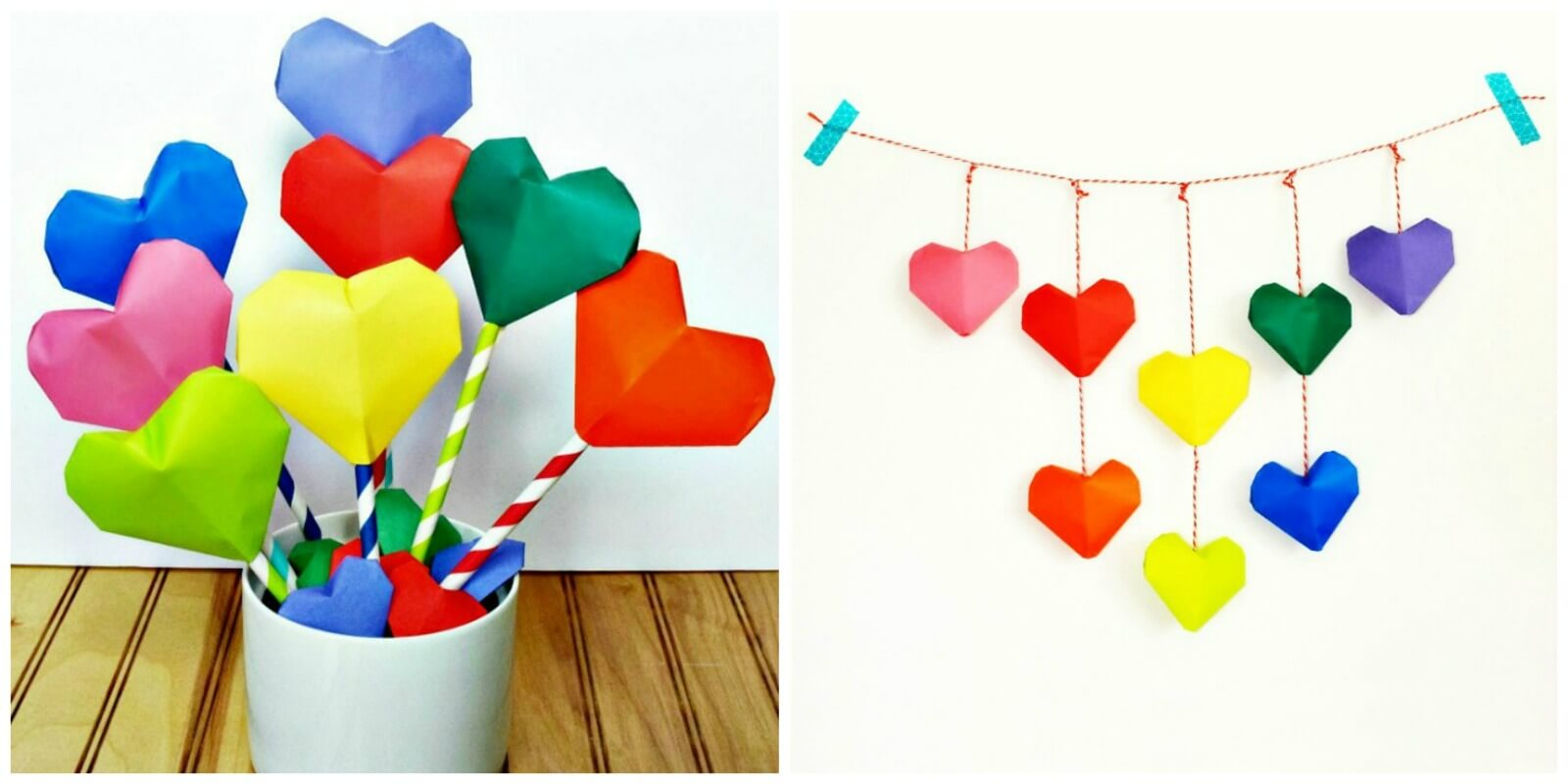 Origami Heart Garland Make This Adorable Origami Heart Bouquet And Garland