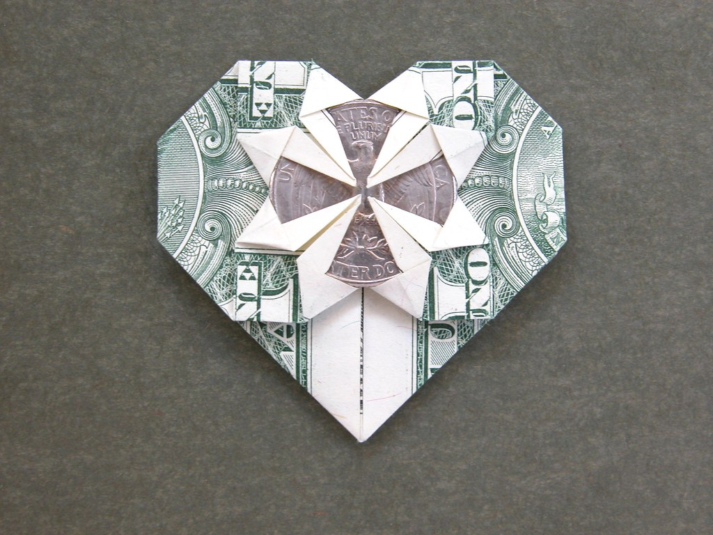 Origami Heart Out Of A Dollar Dollar Bill Heart Design Kathleen Weller Link Wwwbarfc Flickr
