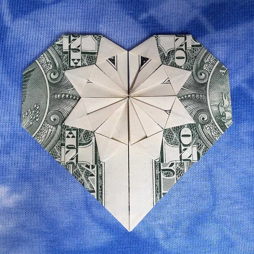 Origami Heart Out Of A Dollar Money Origami Heart Charm Valentine Day Small Love Gift Real 1 Dollar Bill Handcrafted Art Wall Decor Wedding Gift Handmade Paper Girl Gift