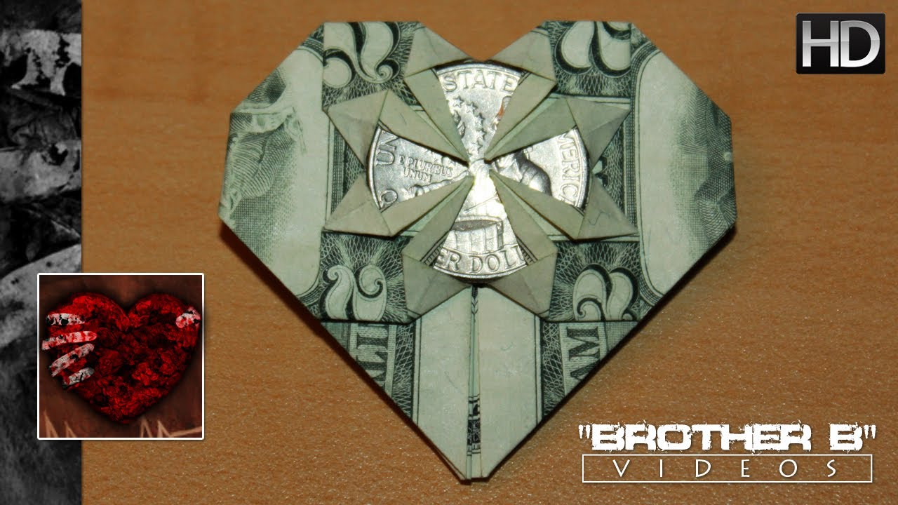 Origami Heart Out Of A Dollar Origami Dollar Bill Heart Quarter