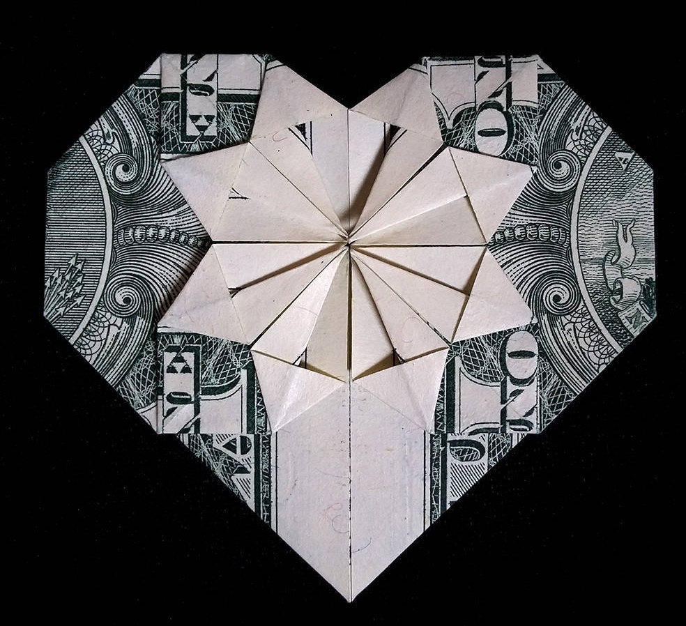 Origami Heart Out Of A Dollar Origami Heart Valentines Day Gift Money And 29 Similar Items