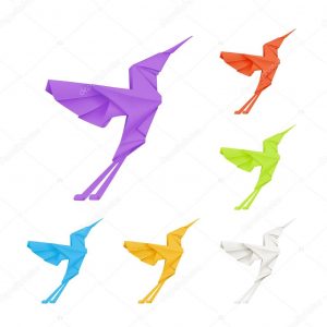 Origami Hummingbird Step By Step Origami Hummingbirds Vector Set Stock Vector Natis76 18514941